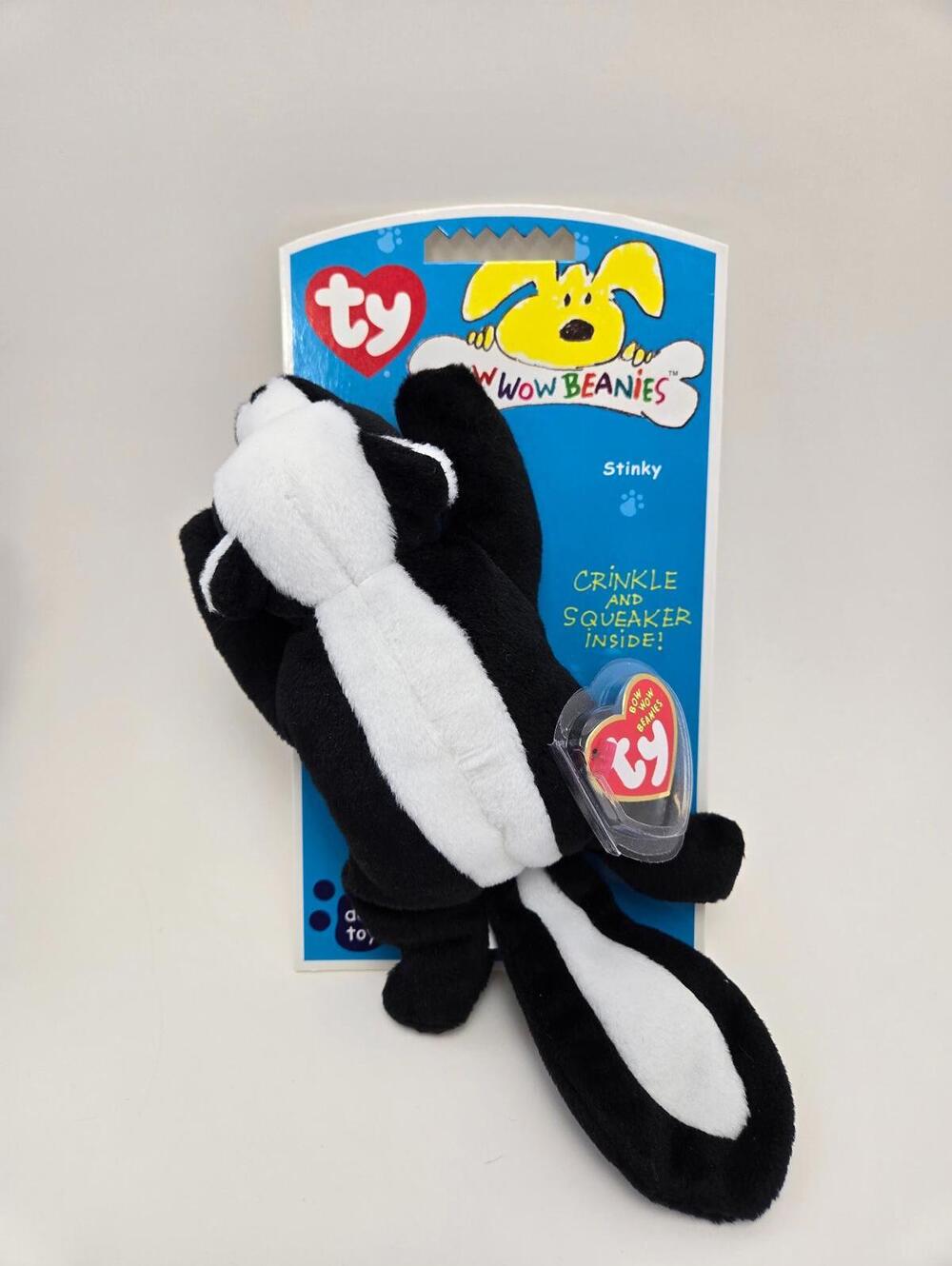 Ty Bow Wow Beanie Stinky the Skunk Dog Toy, Turned Collectors Item! (5 inch)
